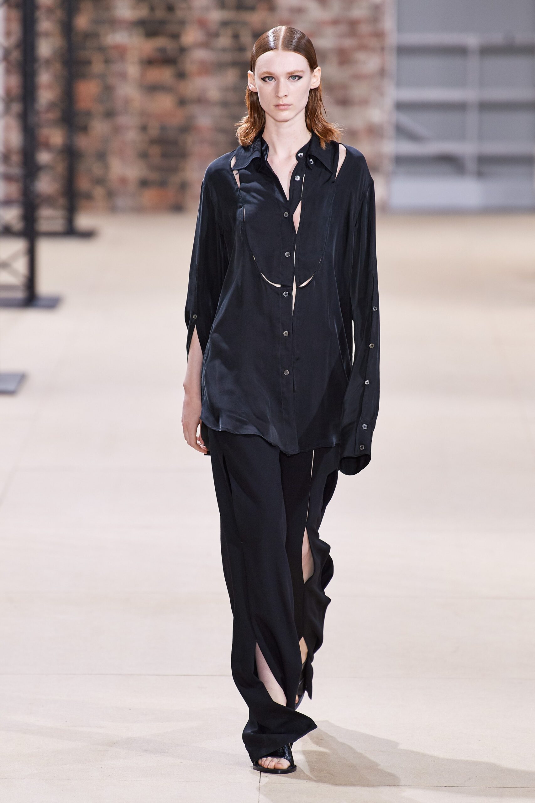 black silk shirt and pants