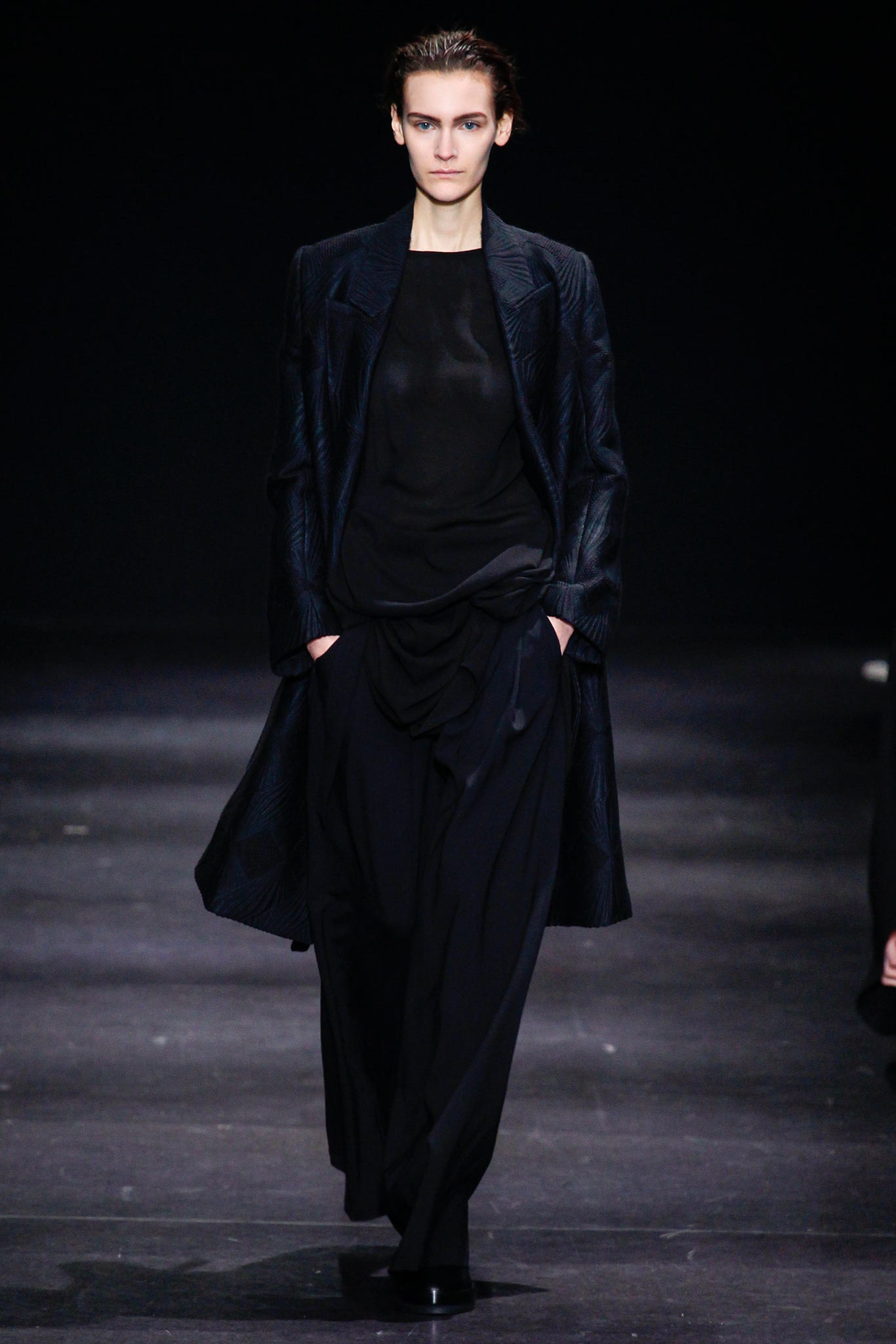black silk coat and top