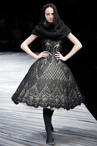 black wool sleeveless v-neck fitted a-line embroidered dress