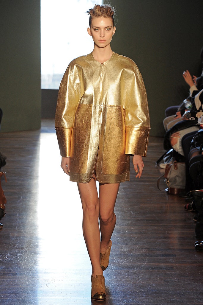 gold metallic jacket and shorts