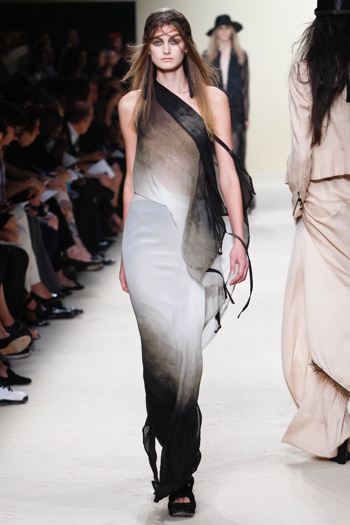 black and white draped midi dress
