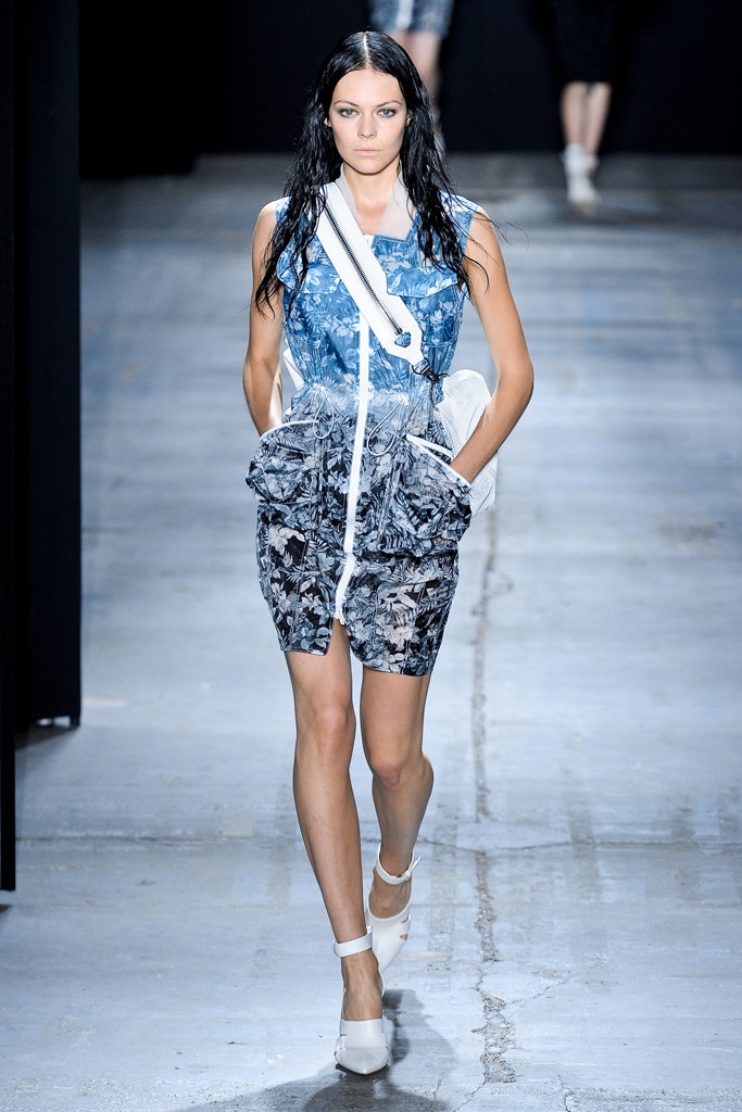 blue and white printed dress