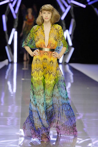 multi-colored flowing gown