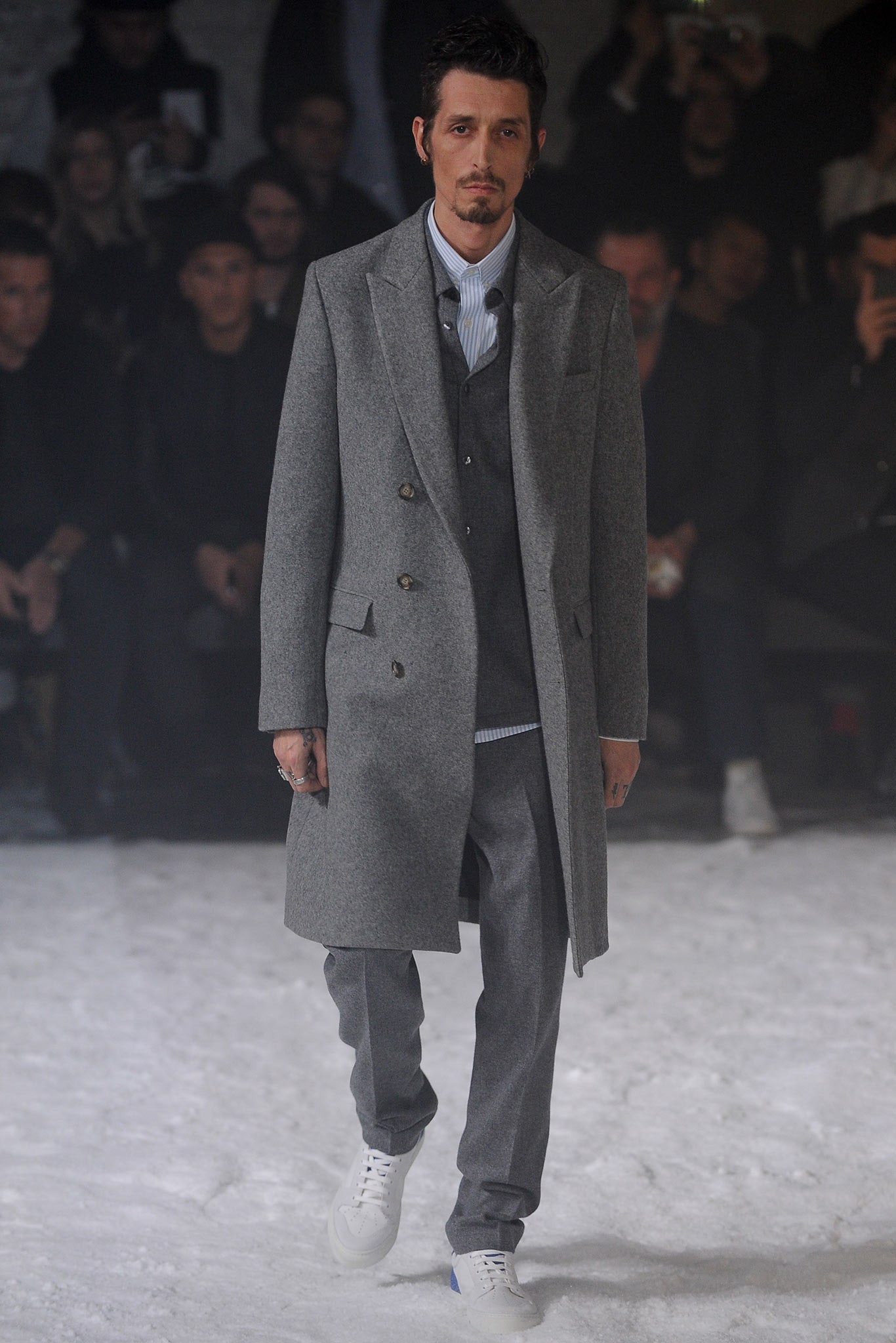 gray tailored coat with vest