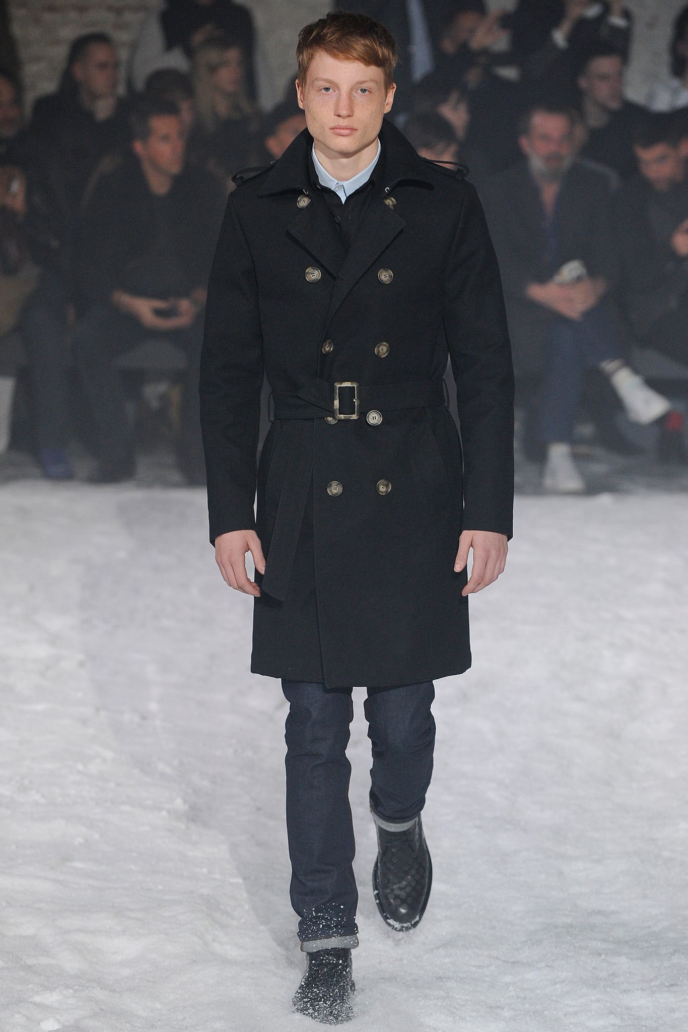 black wool tailored coat