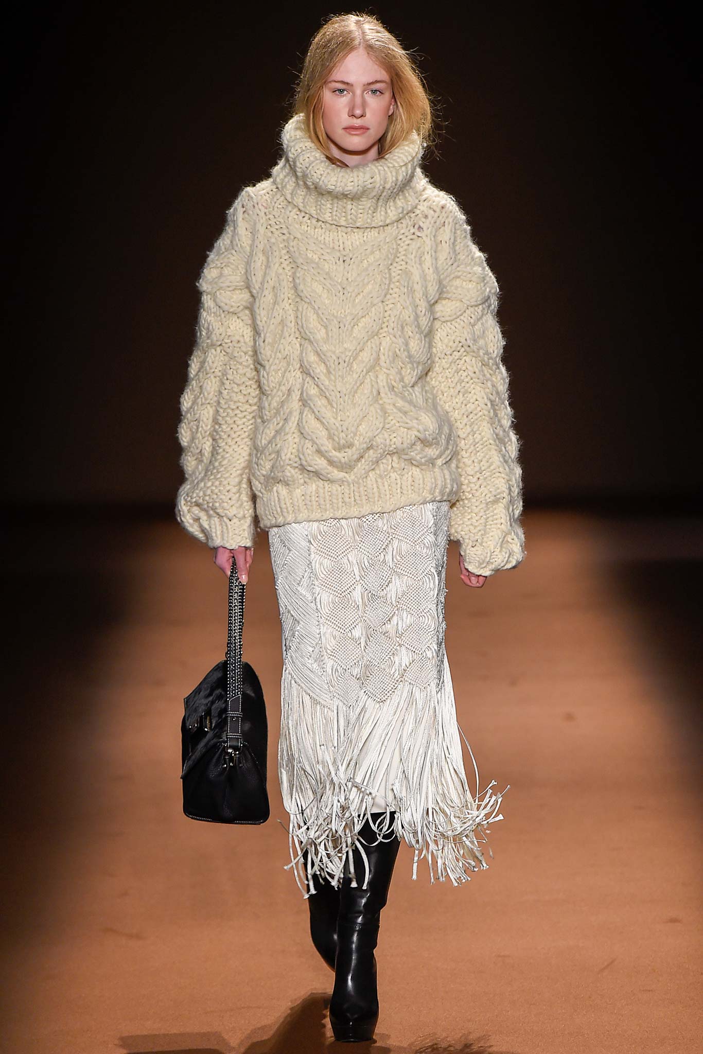 beige wool long-sleeve turtleneck oversized sweater