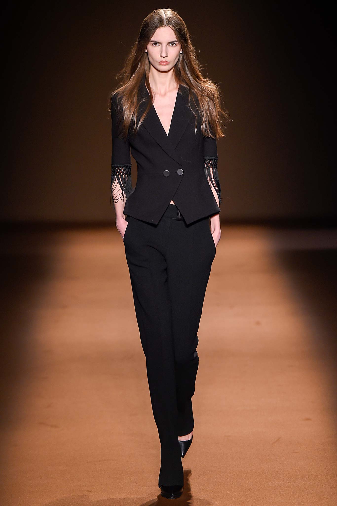 black tailored blazer and pants