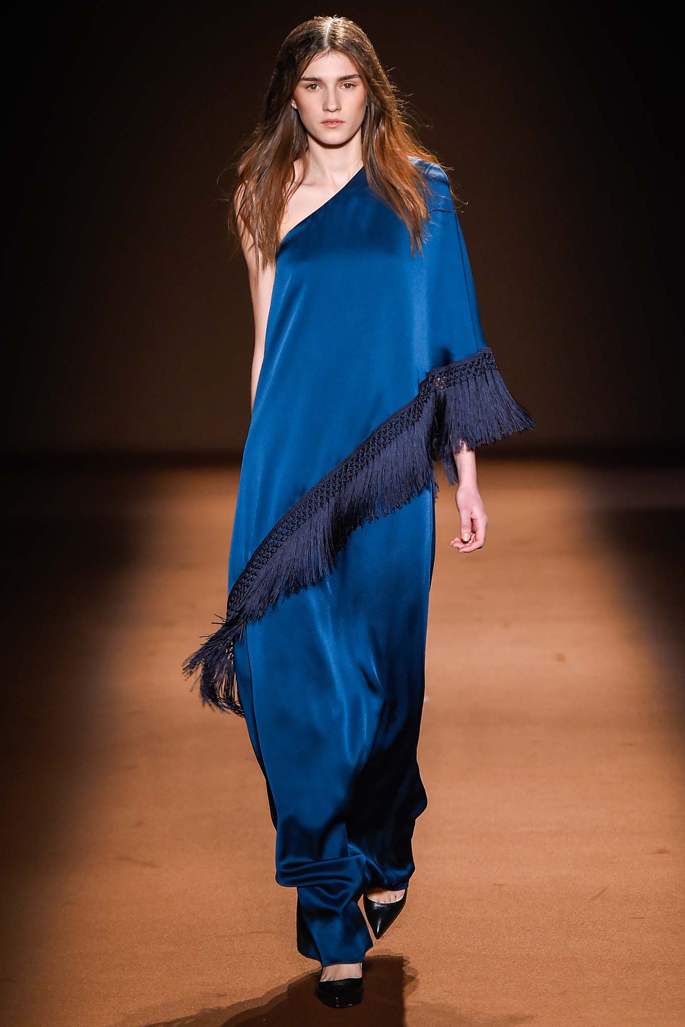 blue silk sleeveless dress