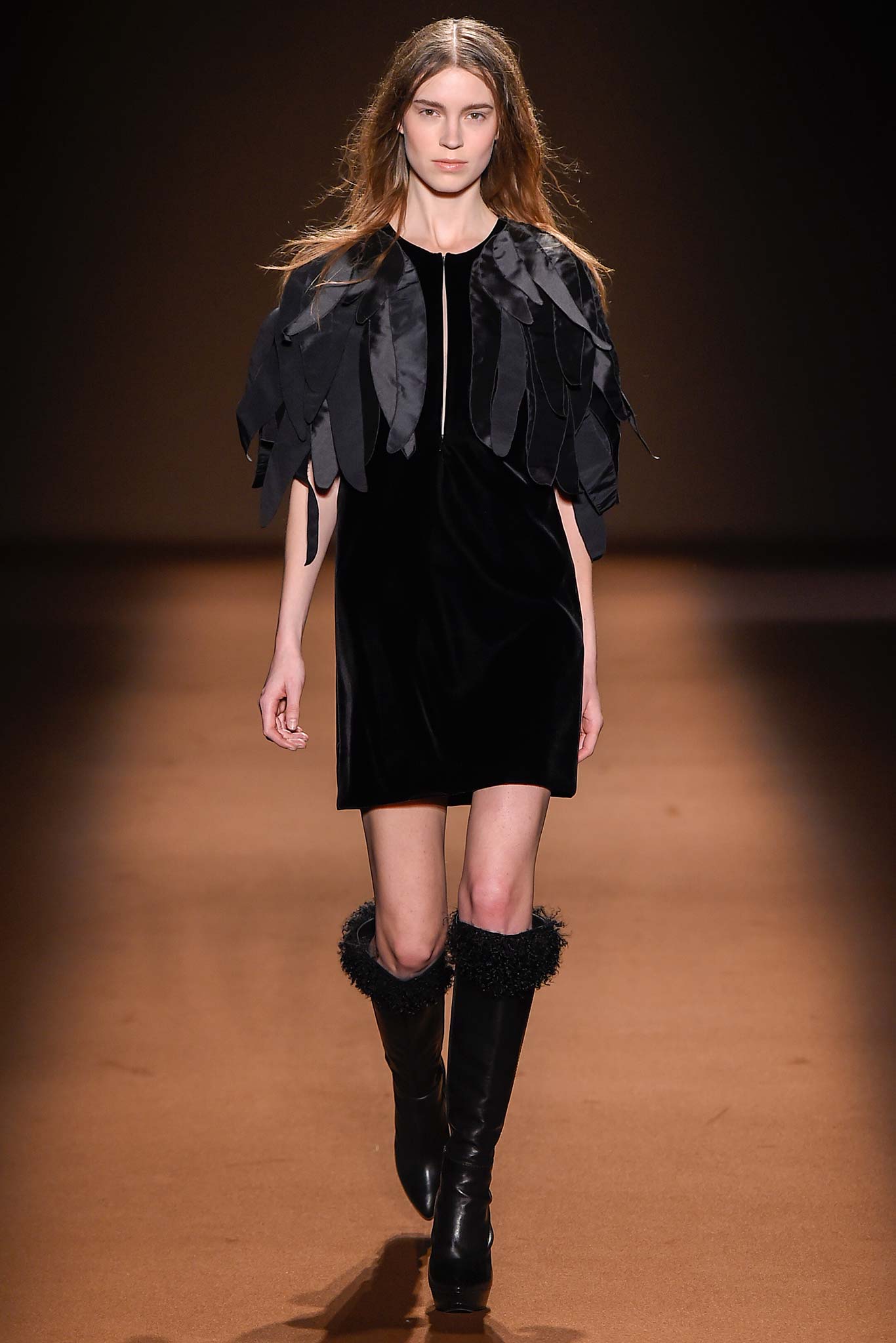 black velvet sleeveless high-neck fitted draped mini dress