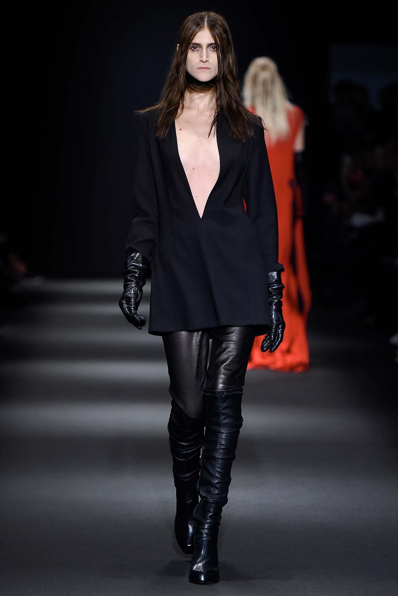 black leather gloves