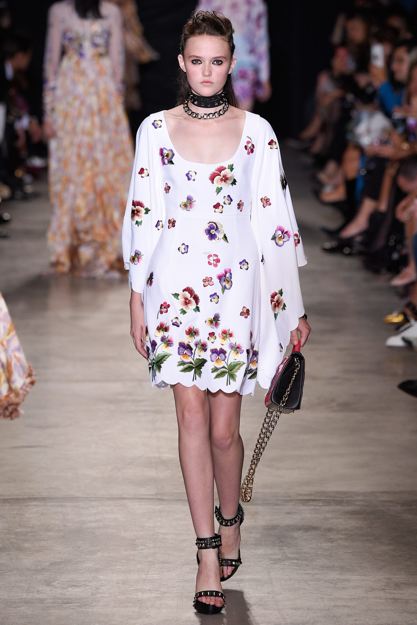 white floral mini dress