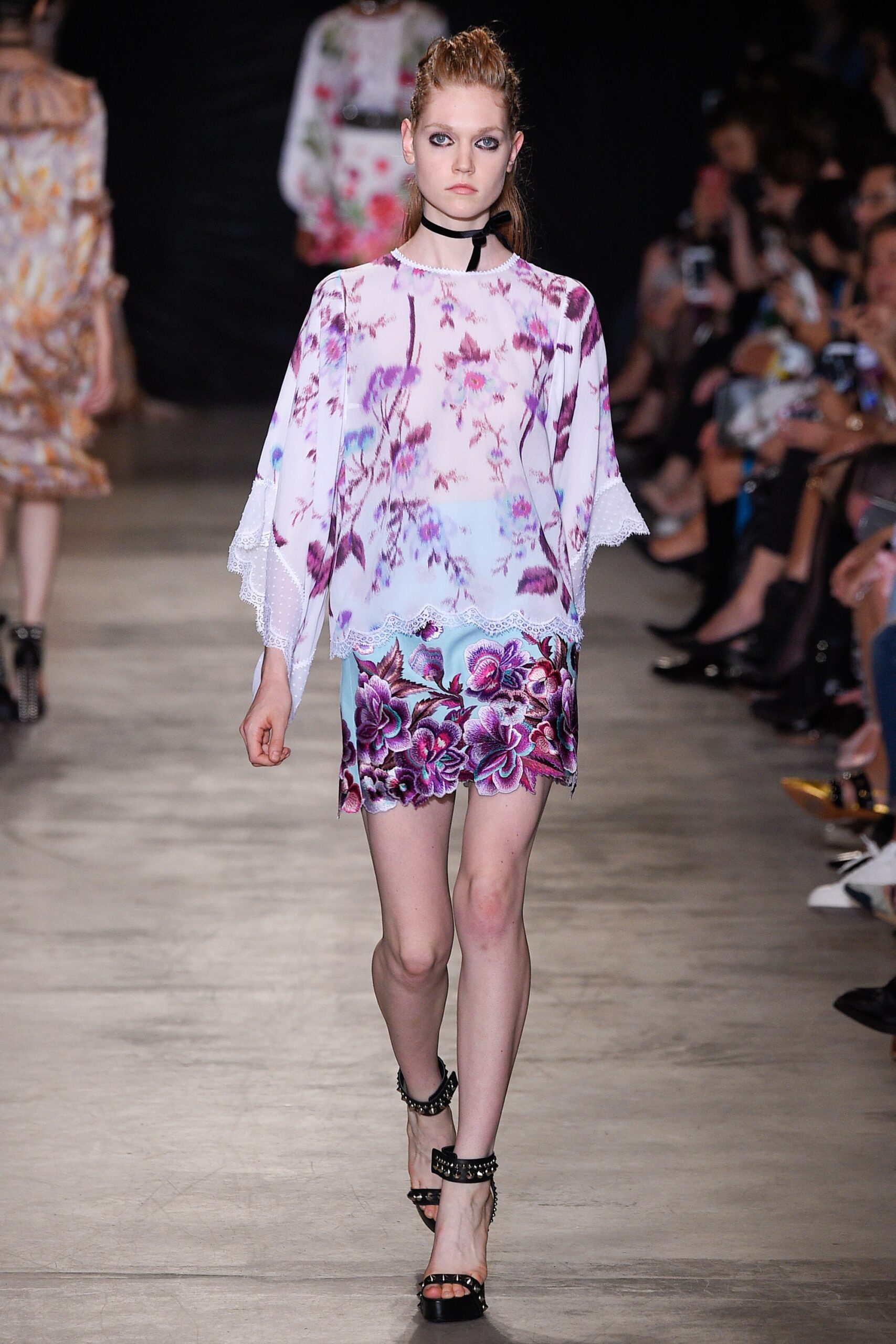 floral silk long-sleeve dress