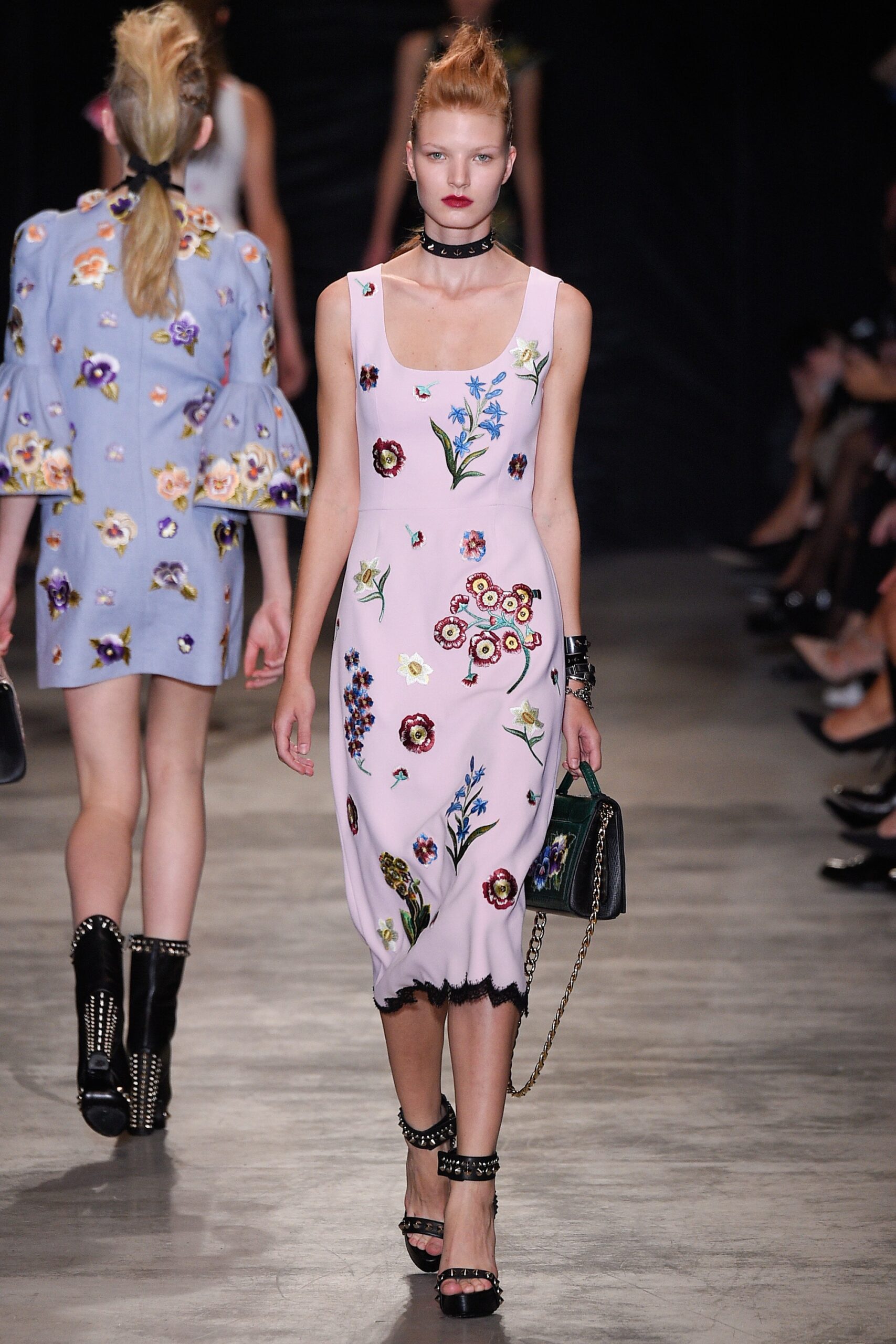 pink silk embroidered dress