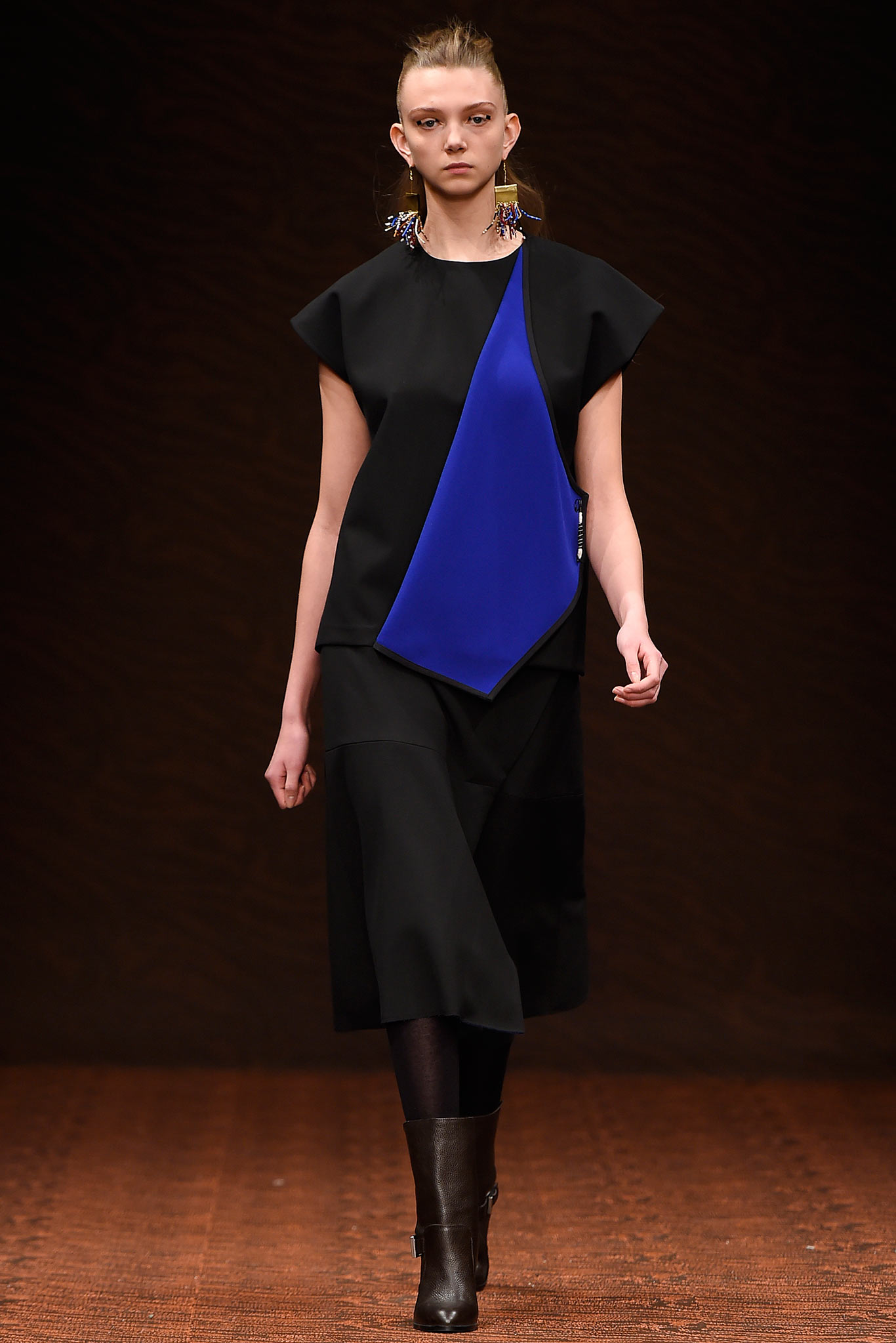 black midi dress with blue detail