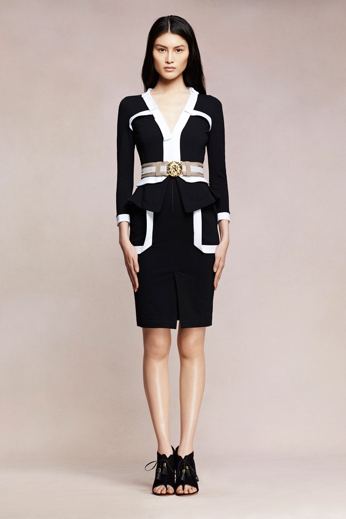 black and white fitted dress