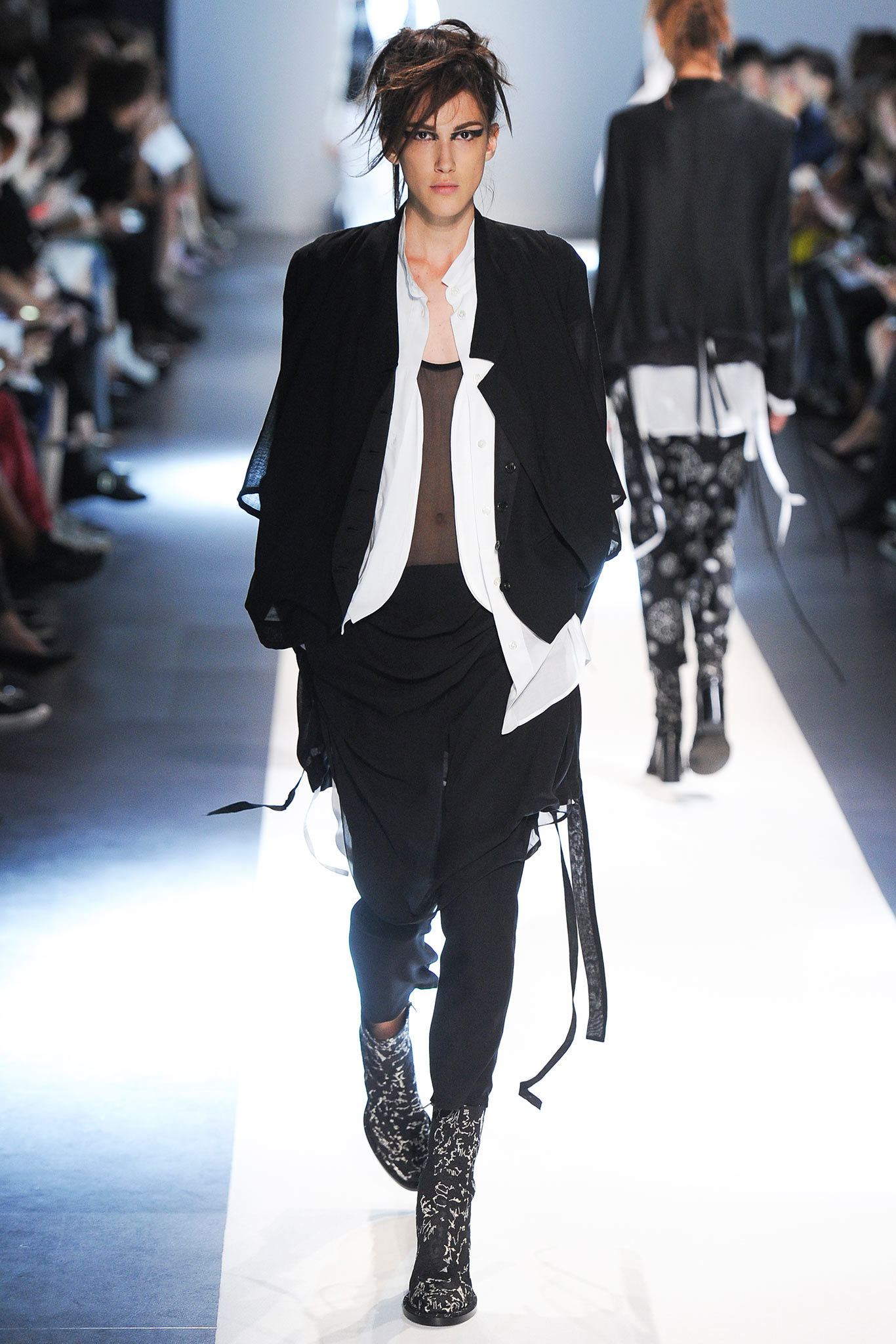 black relaxed jacket with white shirt