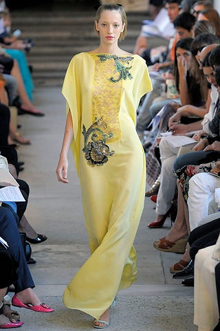 yellow silk embroidered dress