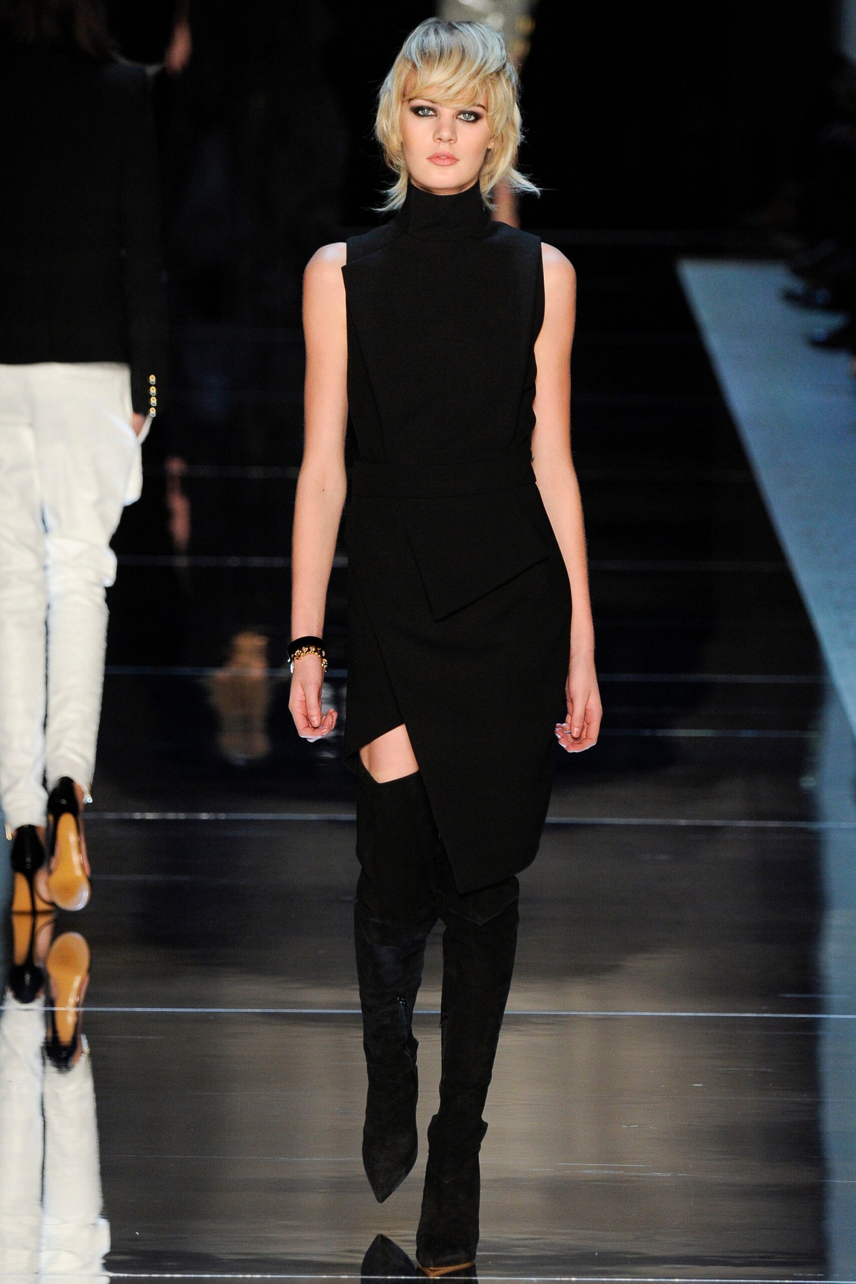 black silk fitted dress