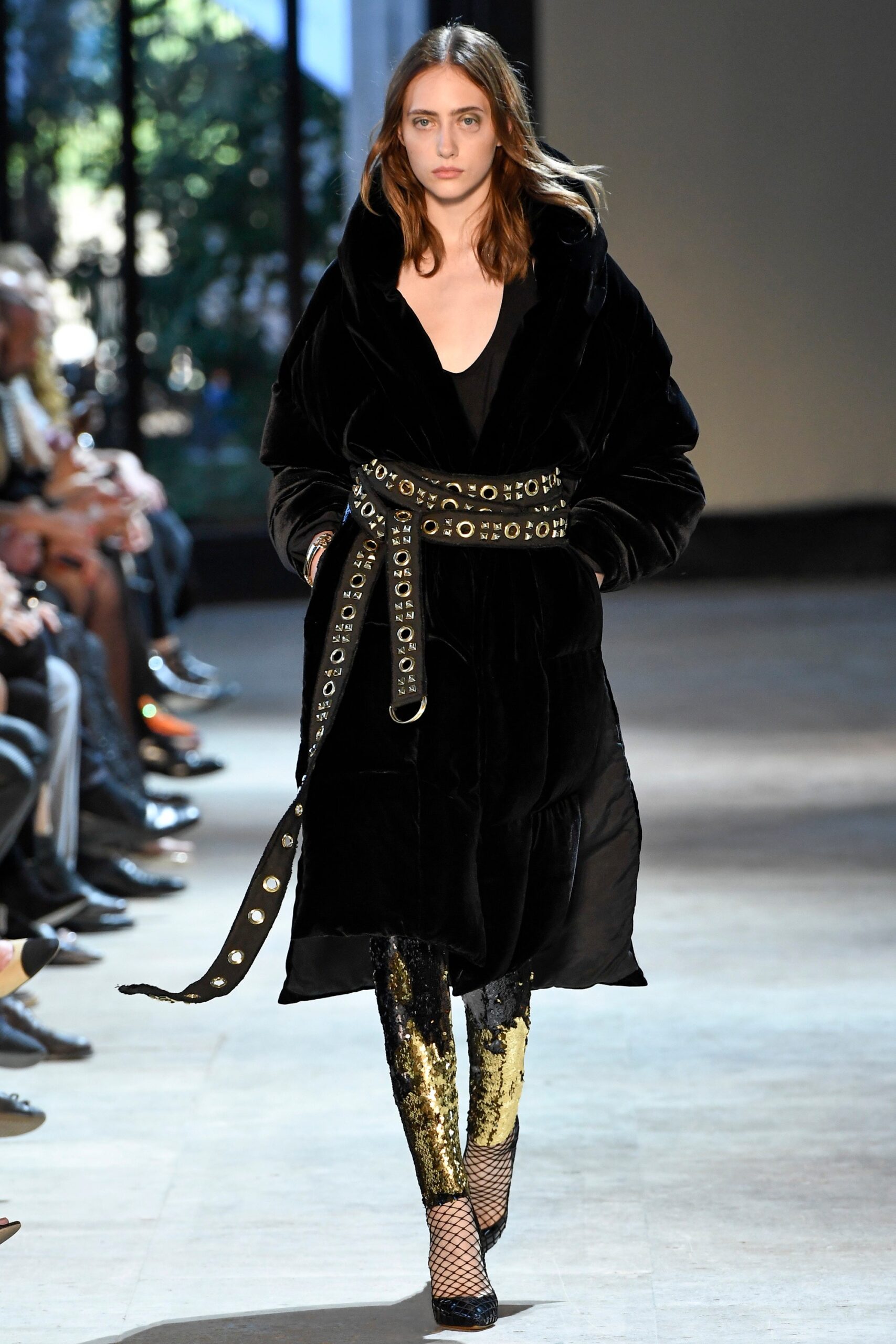 gold sequin fitted straight-leg shiny pants