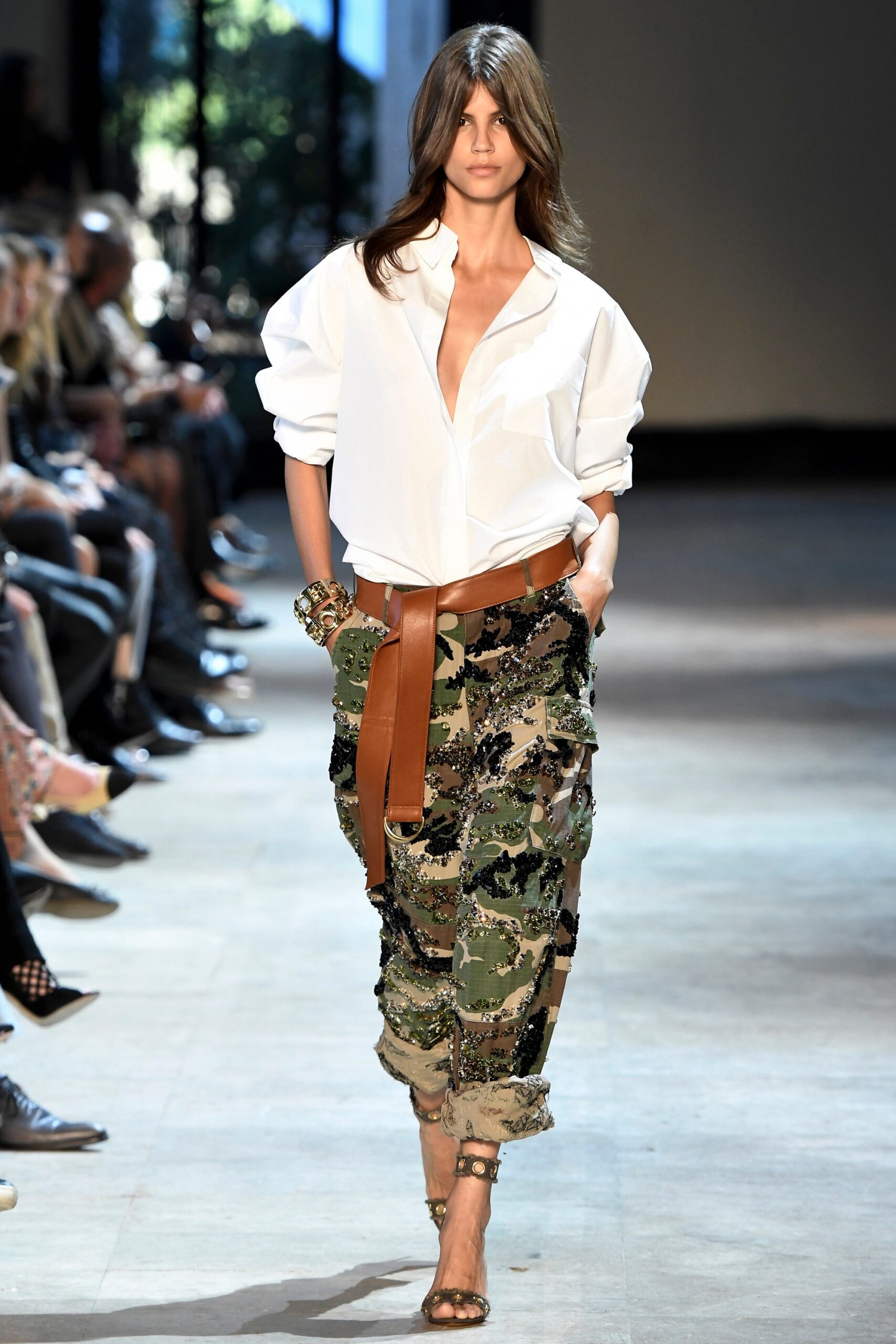 green cotton relaxed cargo pants