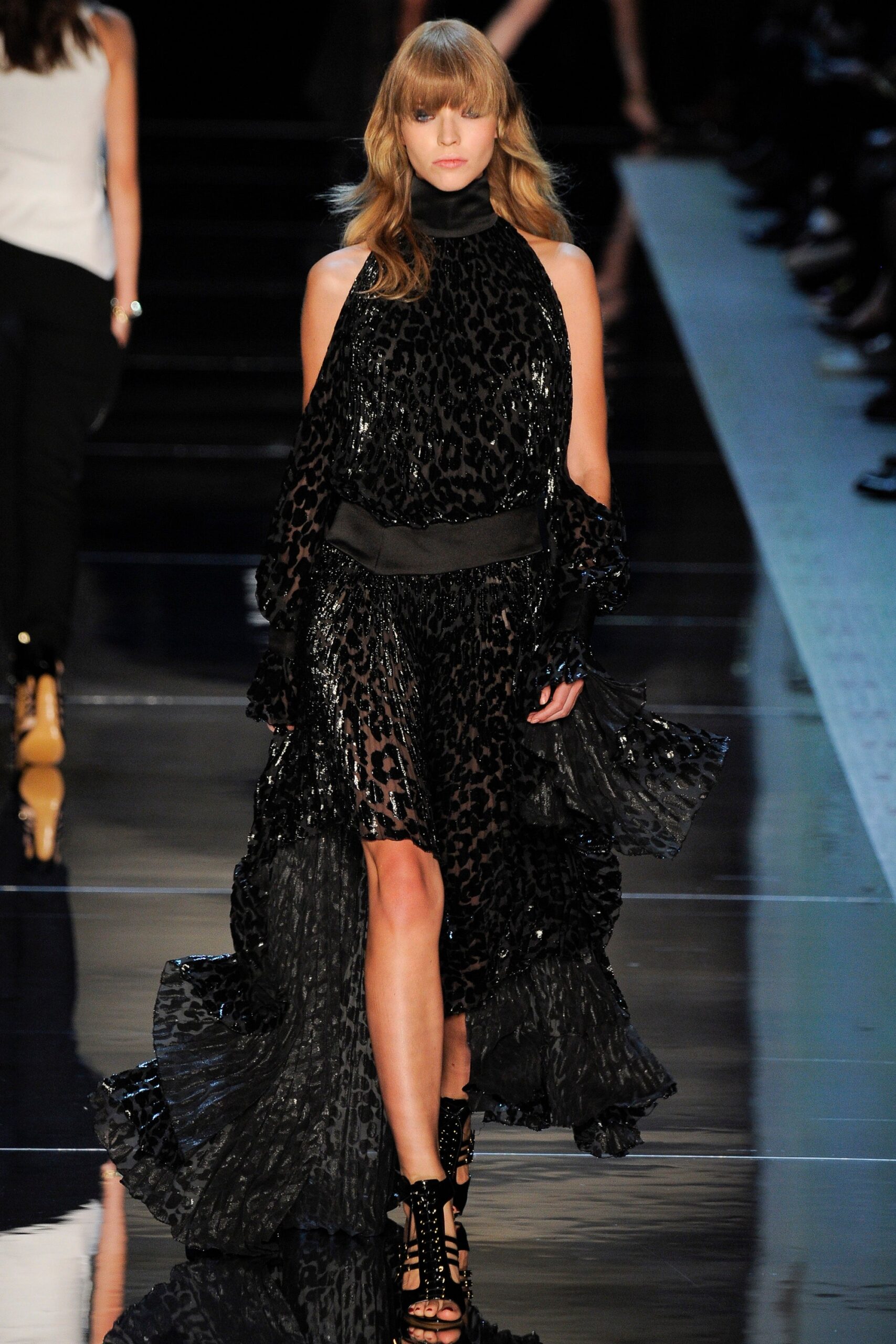 black silk sequin maxi dress