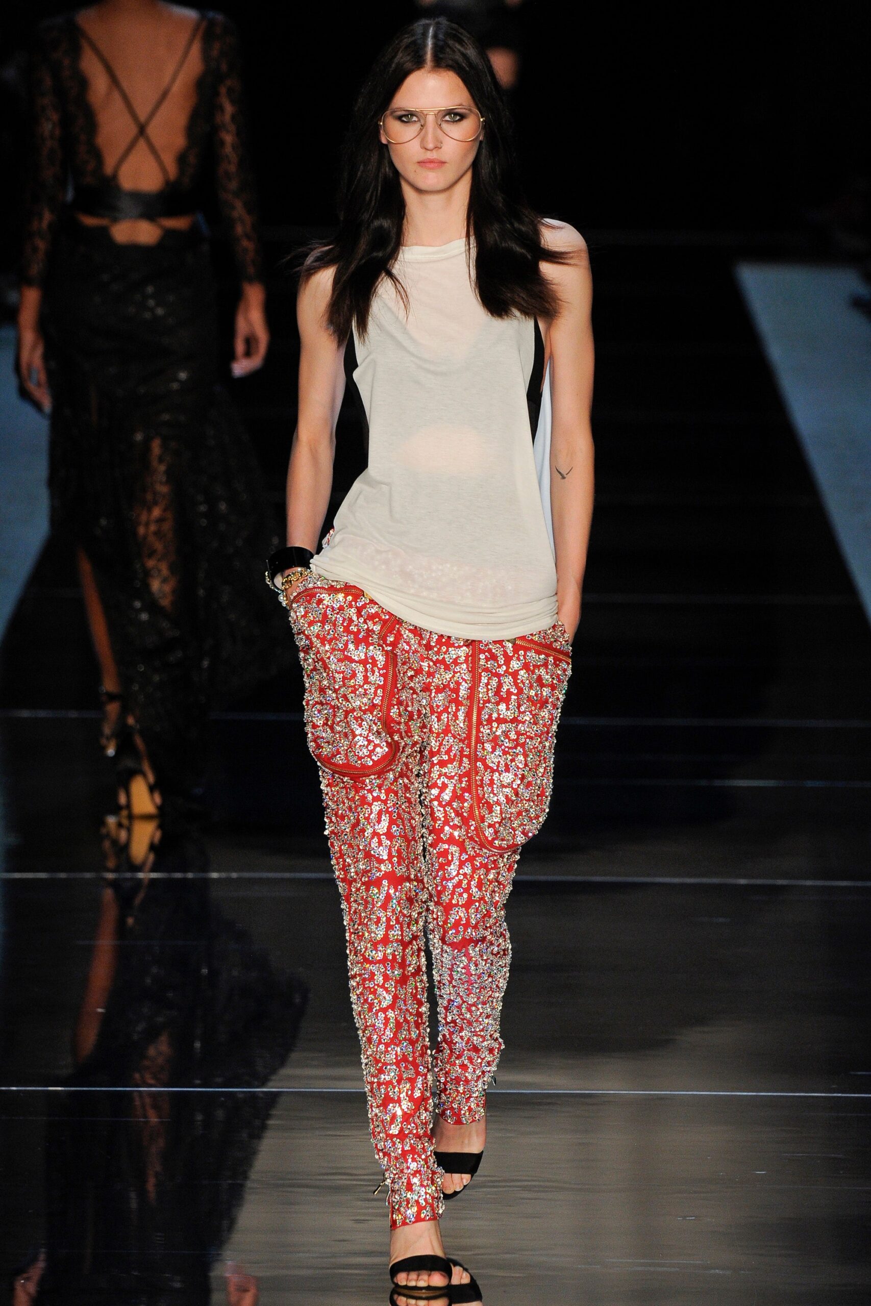 red cotton relaxed printed pants
