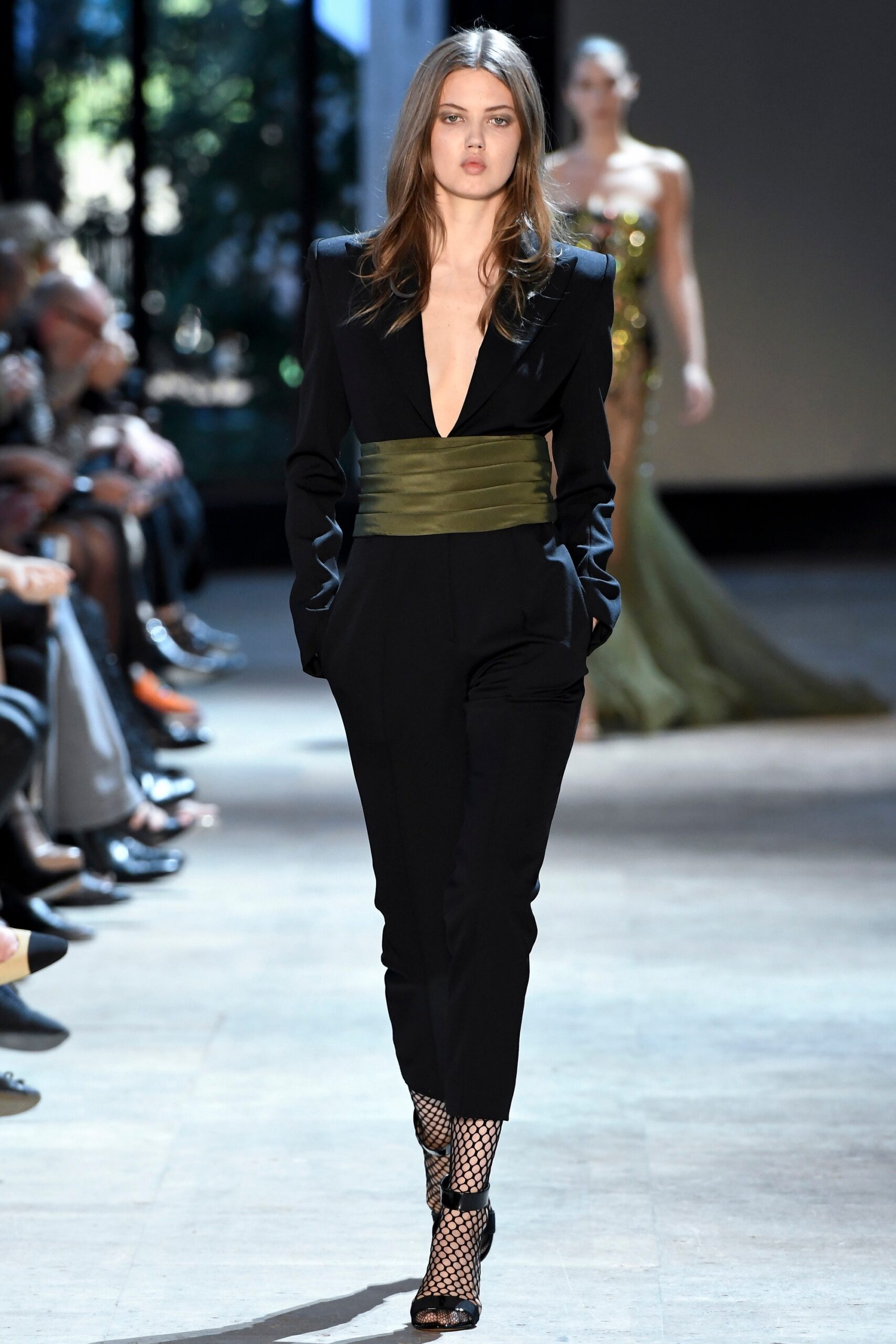 black silk fitted jumpsuit