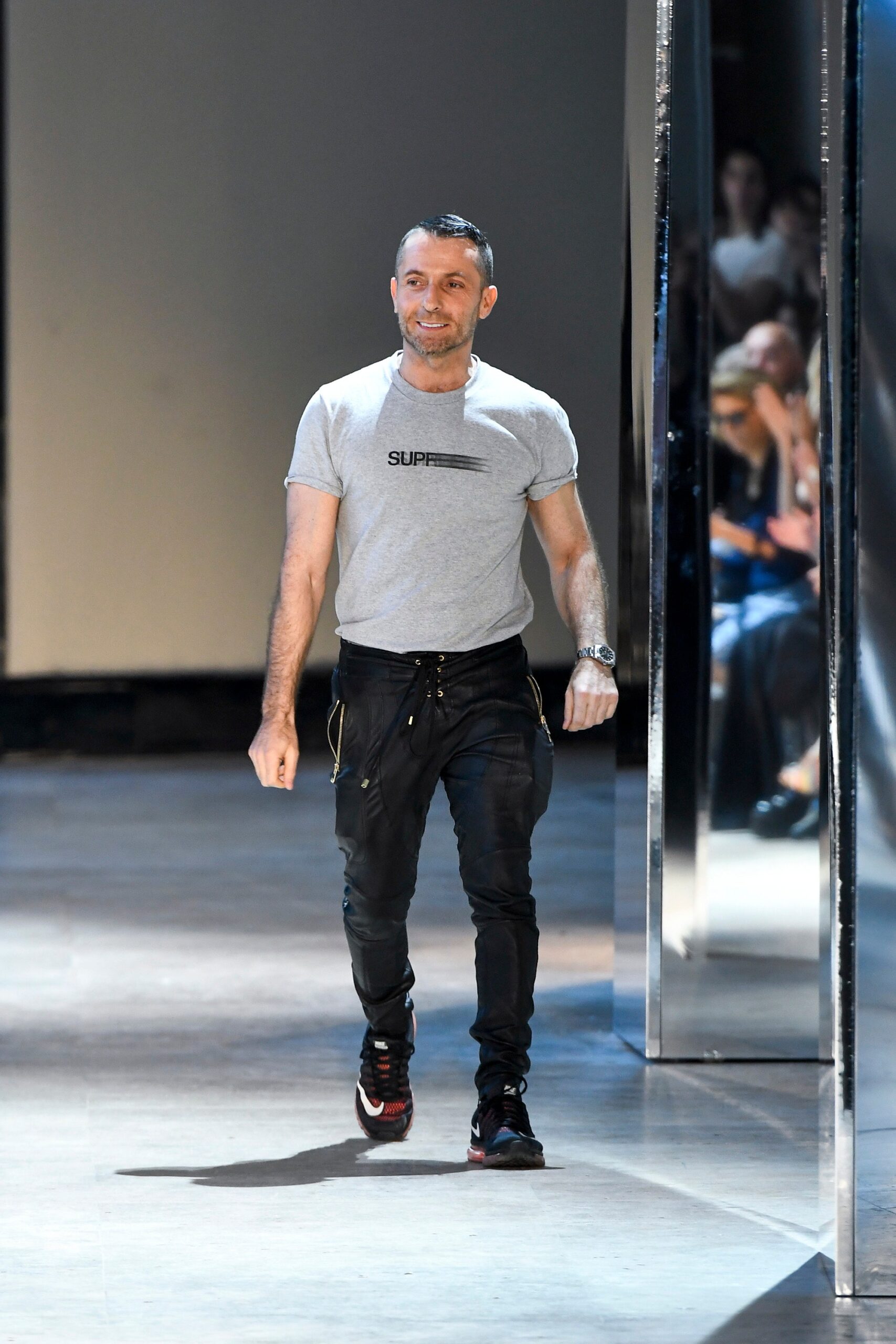 black cotton slim zippered pants