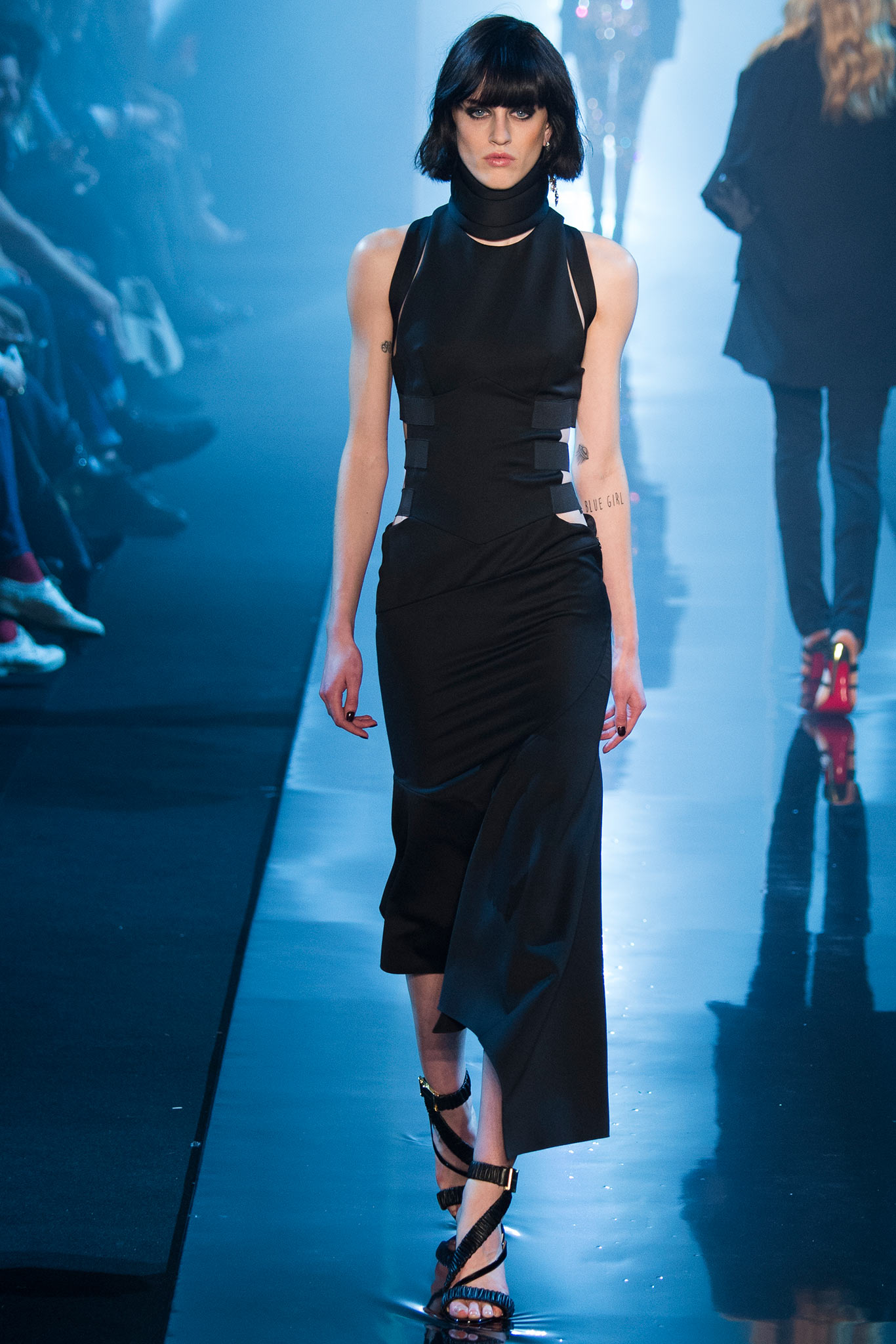 black silk fitted dress