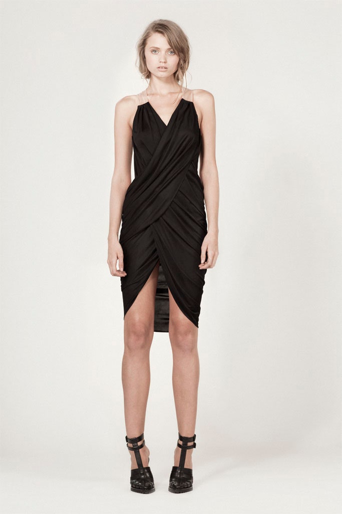 black silk sleeveless dress