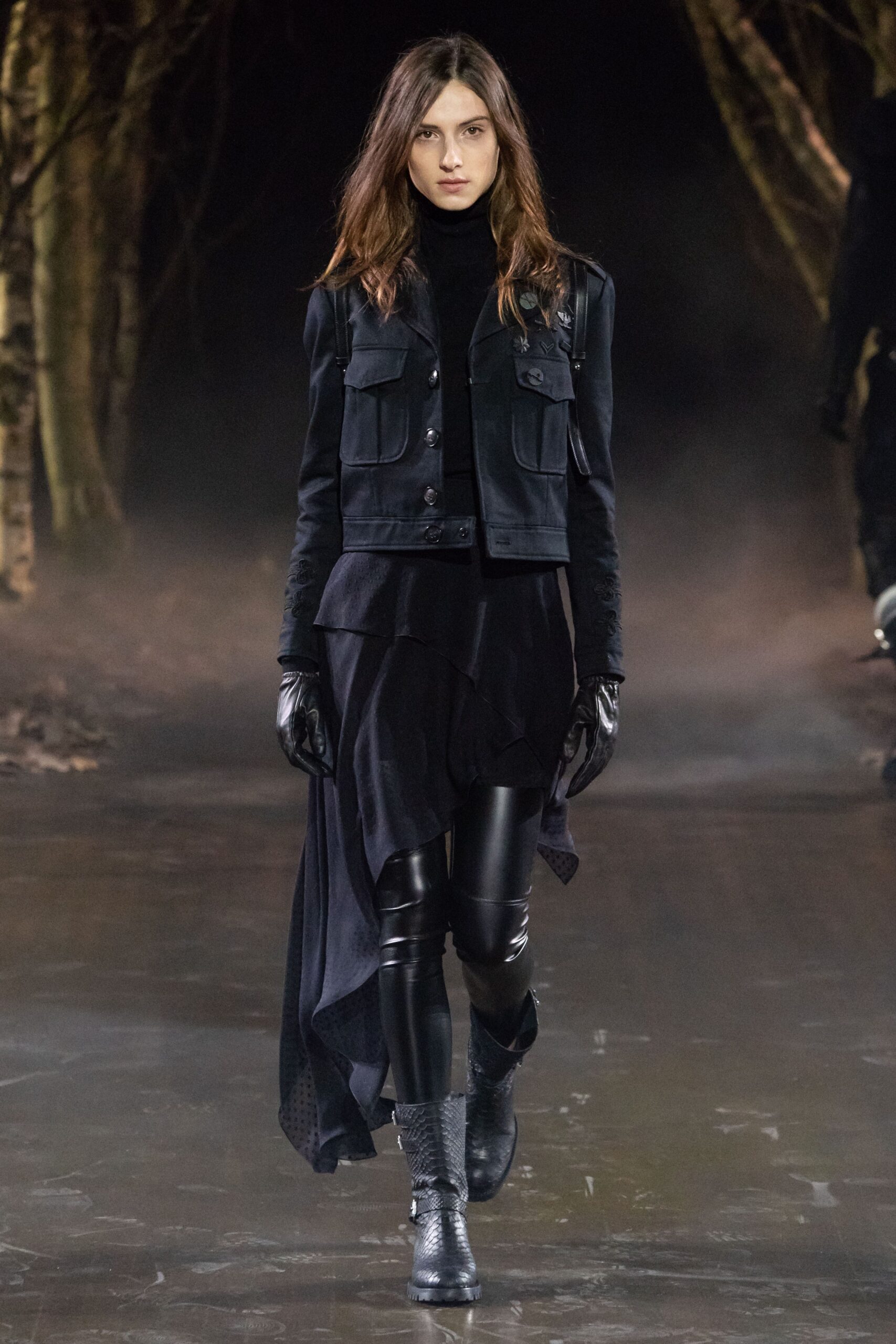 black leather gloves