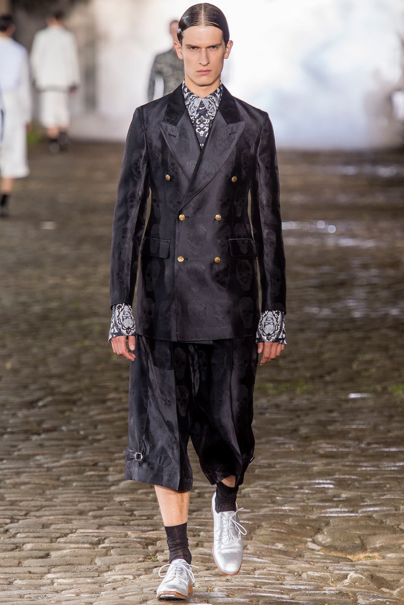 black silk tailored suit