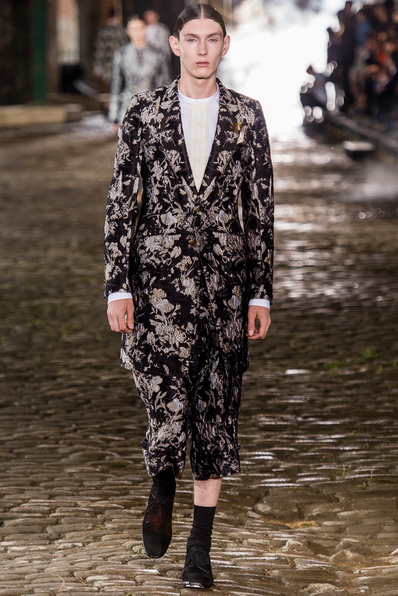 black and white printed tailored suit