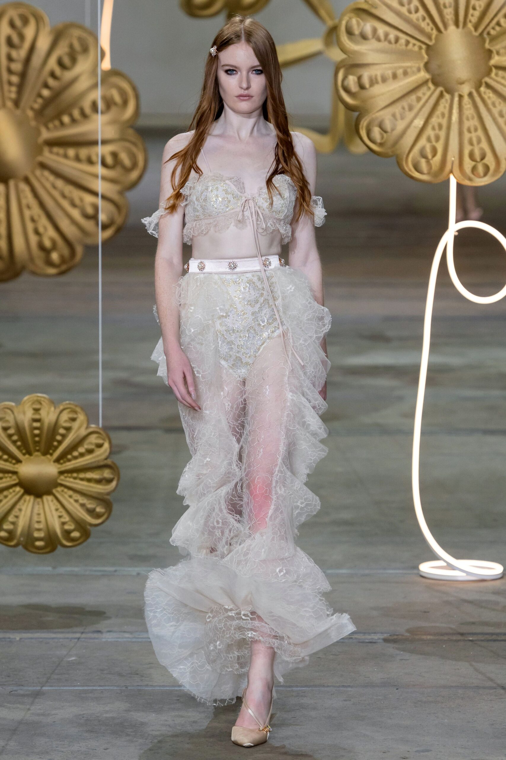 ivory silk lace gown