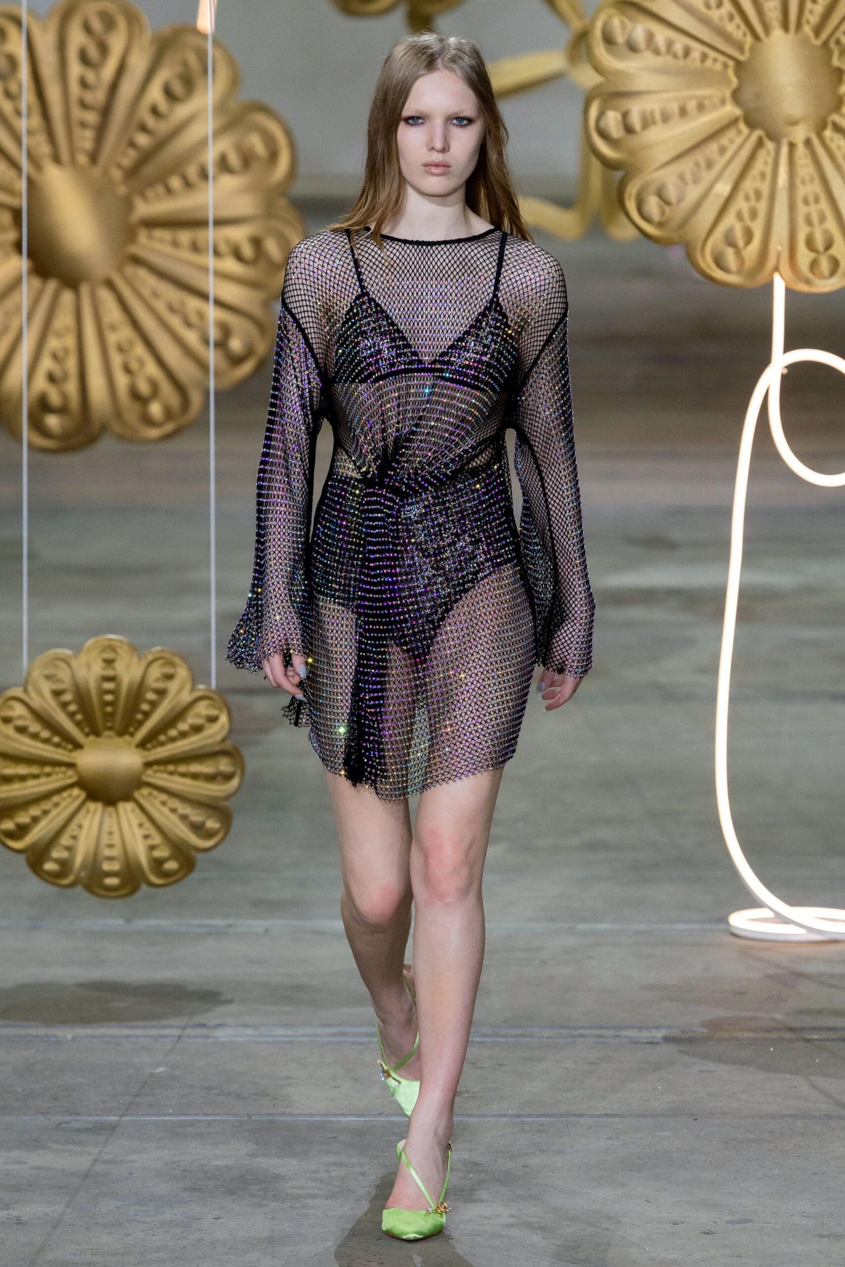 black mesh sleeveless v-neck relaxed layered sheer dress