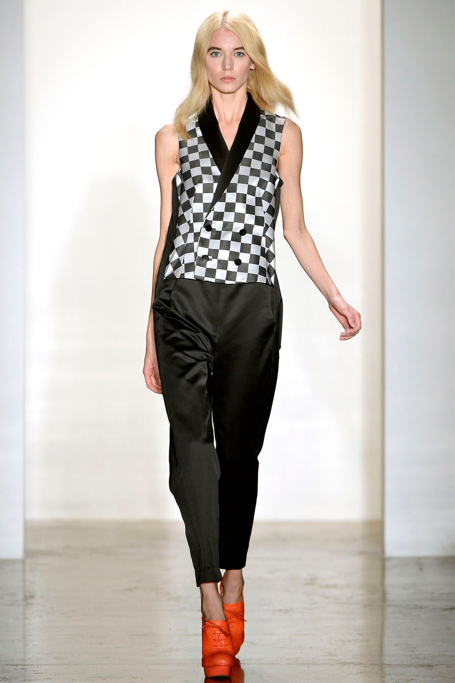 black silk fitted straight-leg pants