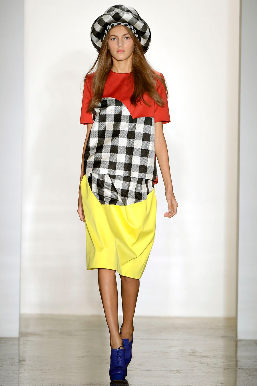 black checked hat