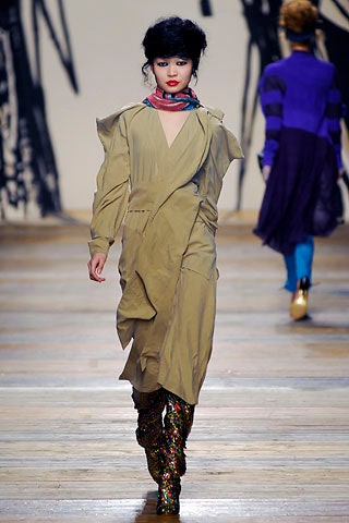 beige draped midi dress with sequined boots