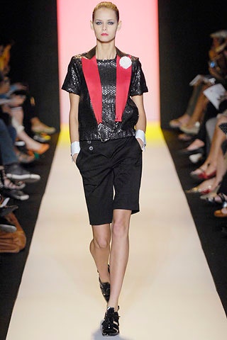 black silk short-sleeve collared fitted sequined top