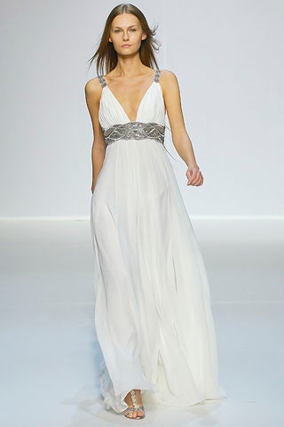 white silk sleeveless gown