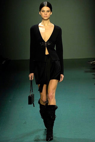 black fitted top and skirt