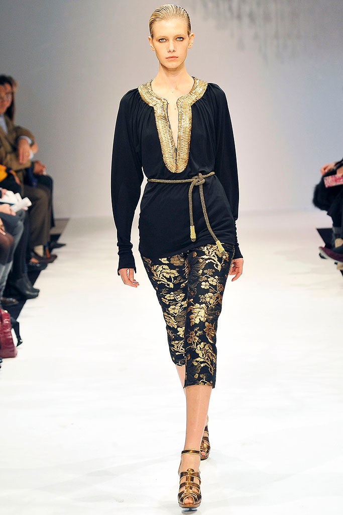 black silk fitted top and pants