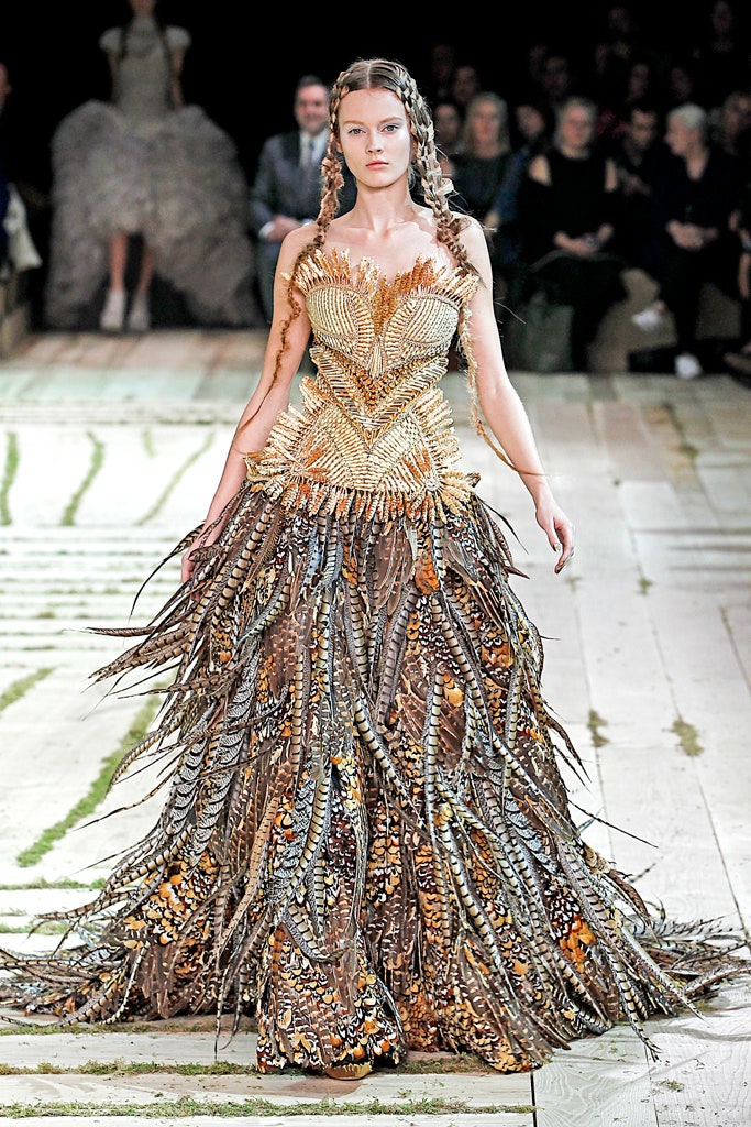 brown gold embellished gown