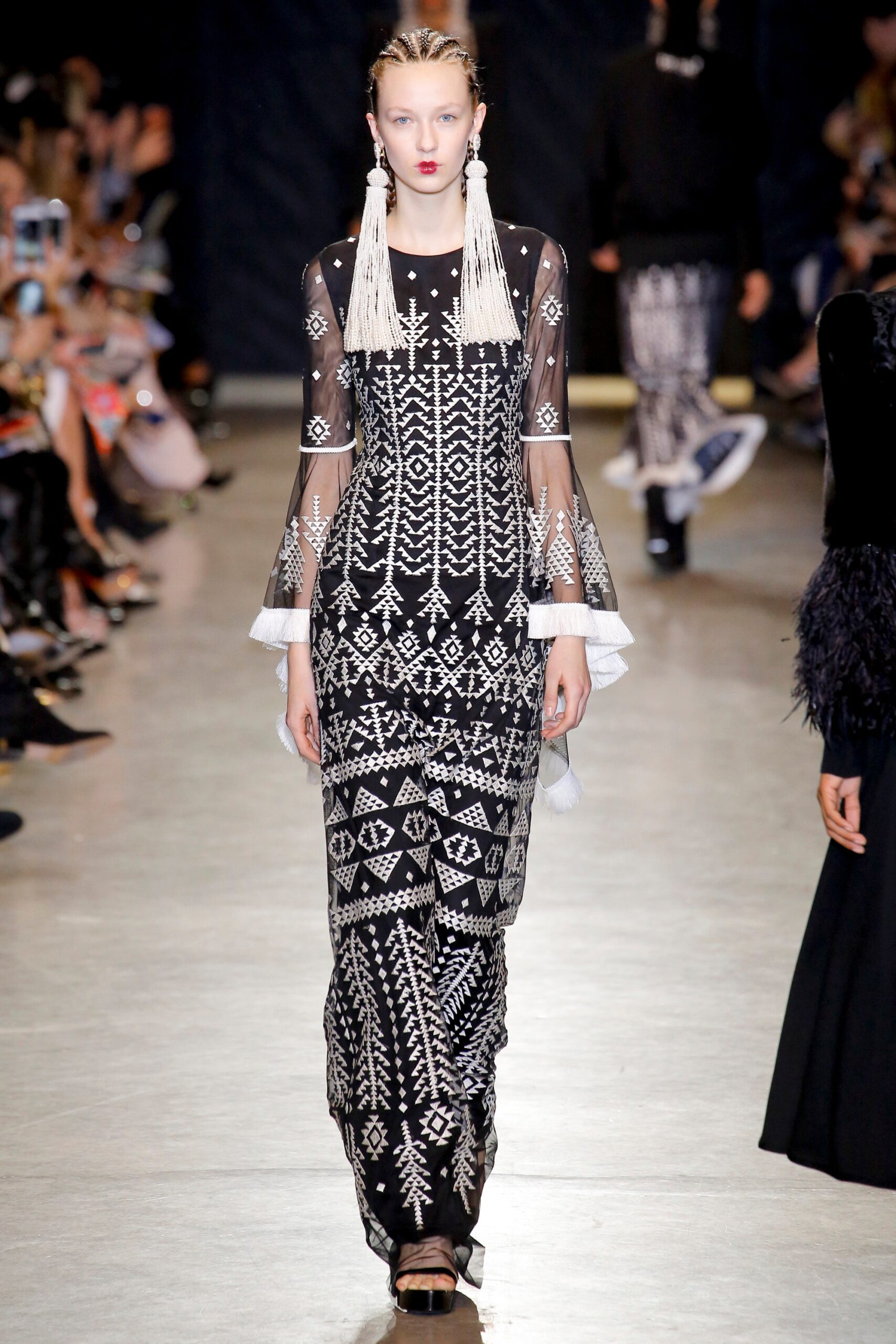 black and white embroidered maxi dress