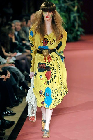 yellow silk long-sleeve v-neck relaxed printed midi dress
