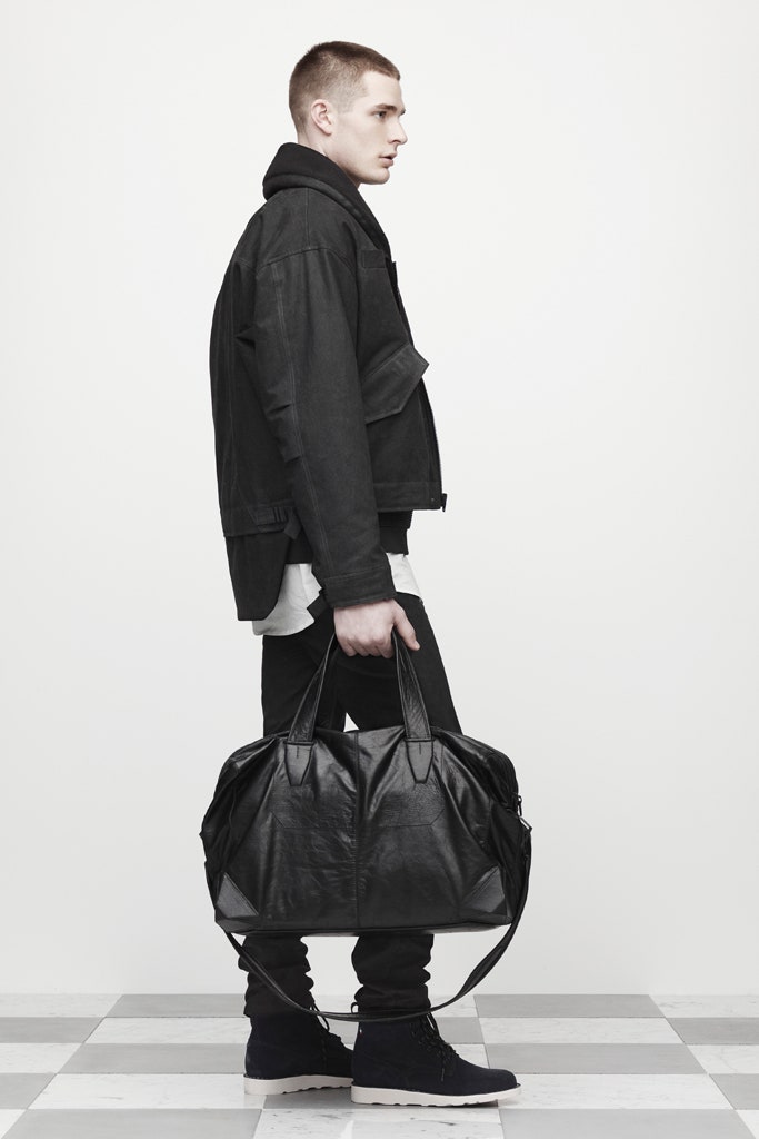 black leather zippered bag