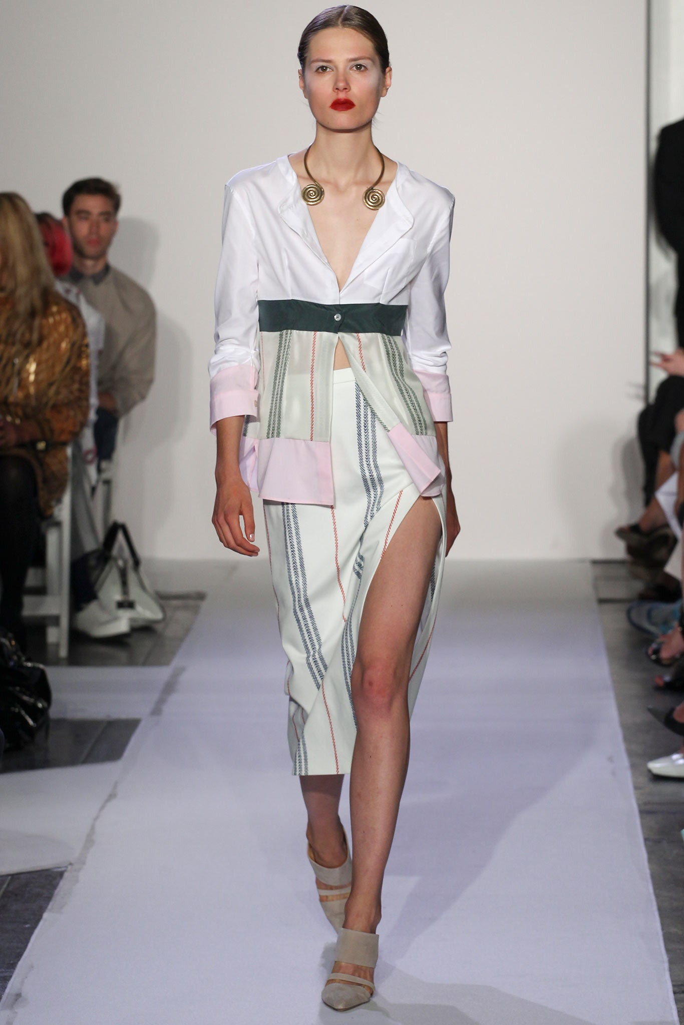 white striped shirt-dress
