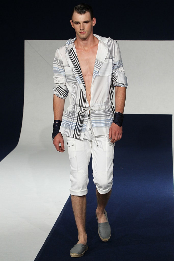 relaxed white striped shirt with cropped pants