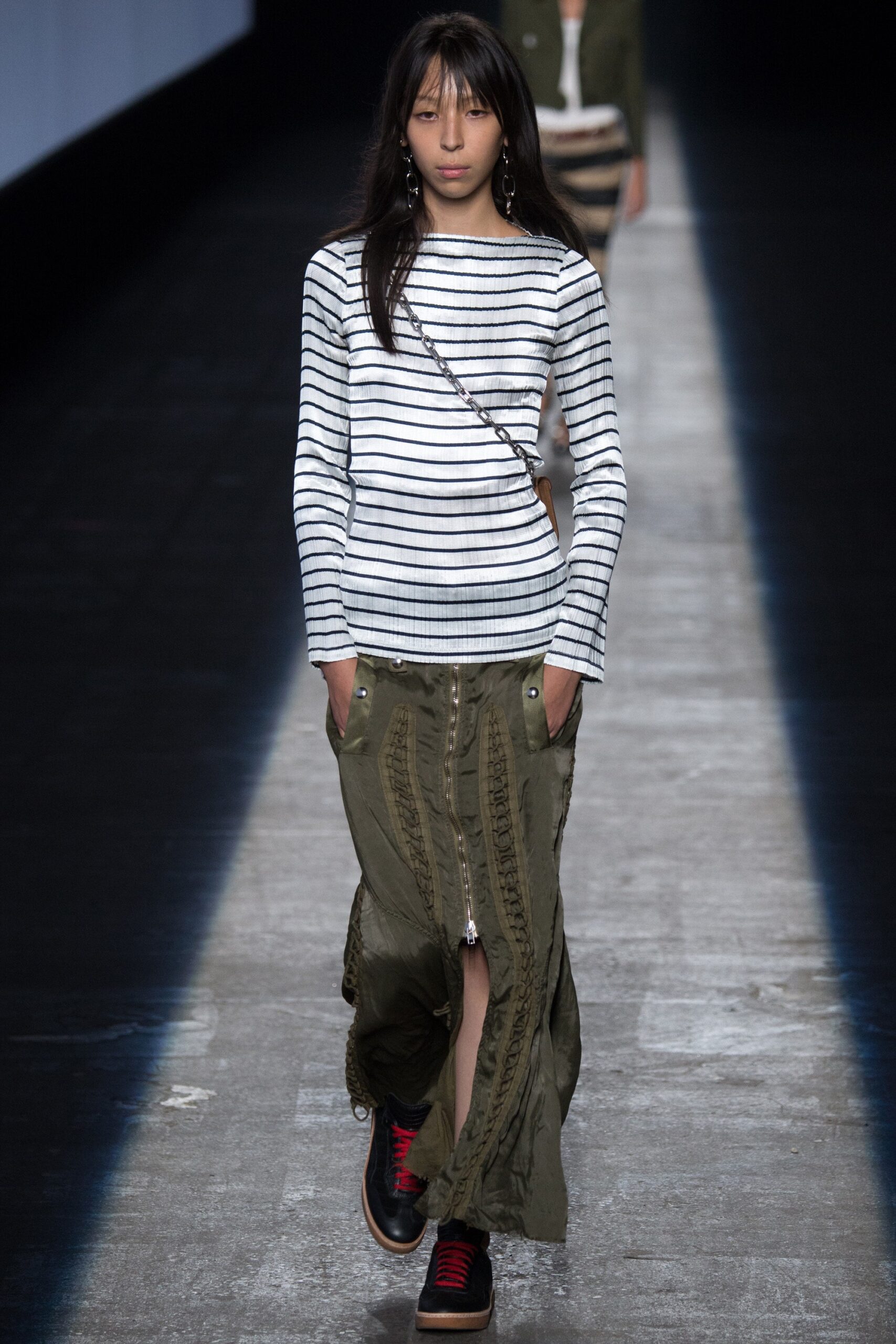 striped fitted top with maxi skirt