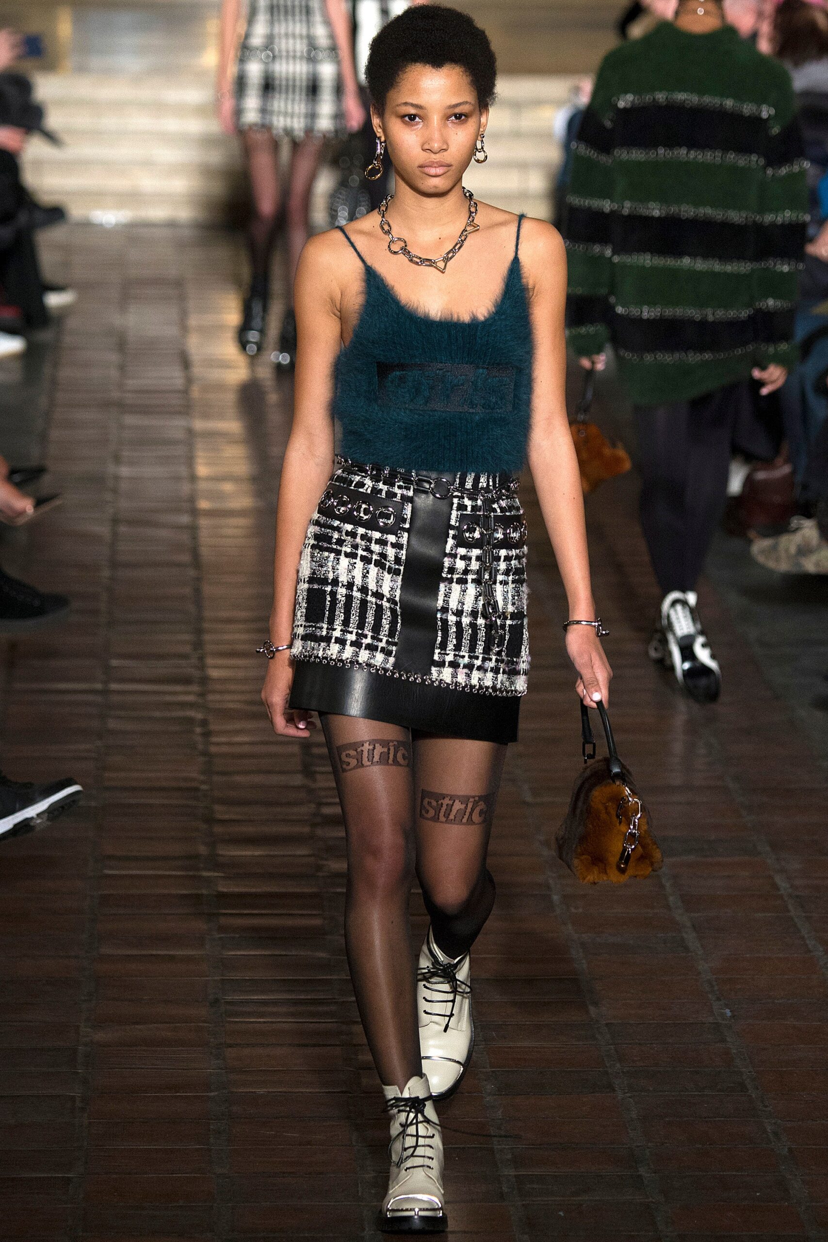teal wool sleeveless fitted ruffled top